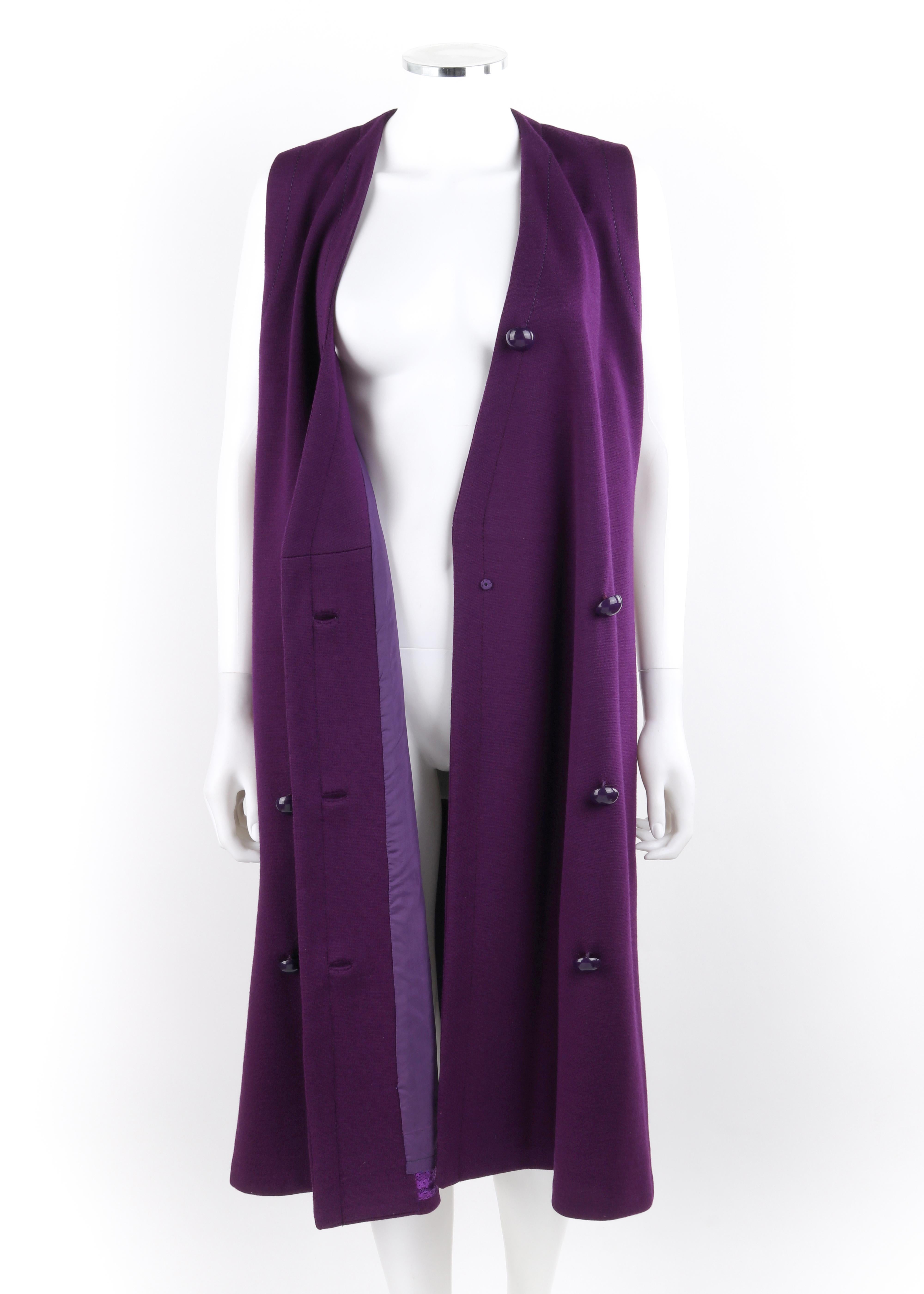 Women's JEAN PATOU c.1960's Purple Sleeveless Double Breasted Button Up Mod Shift Dress For Sale