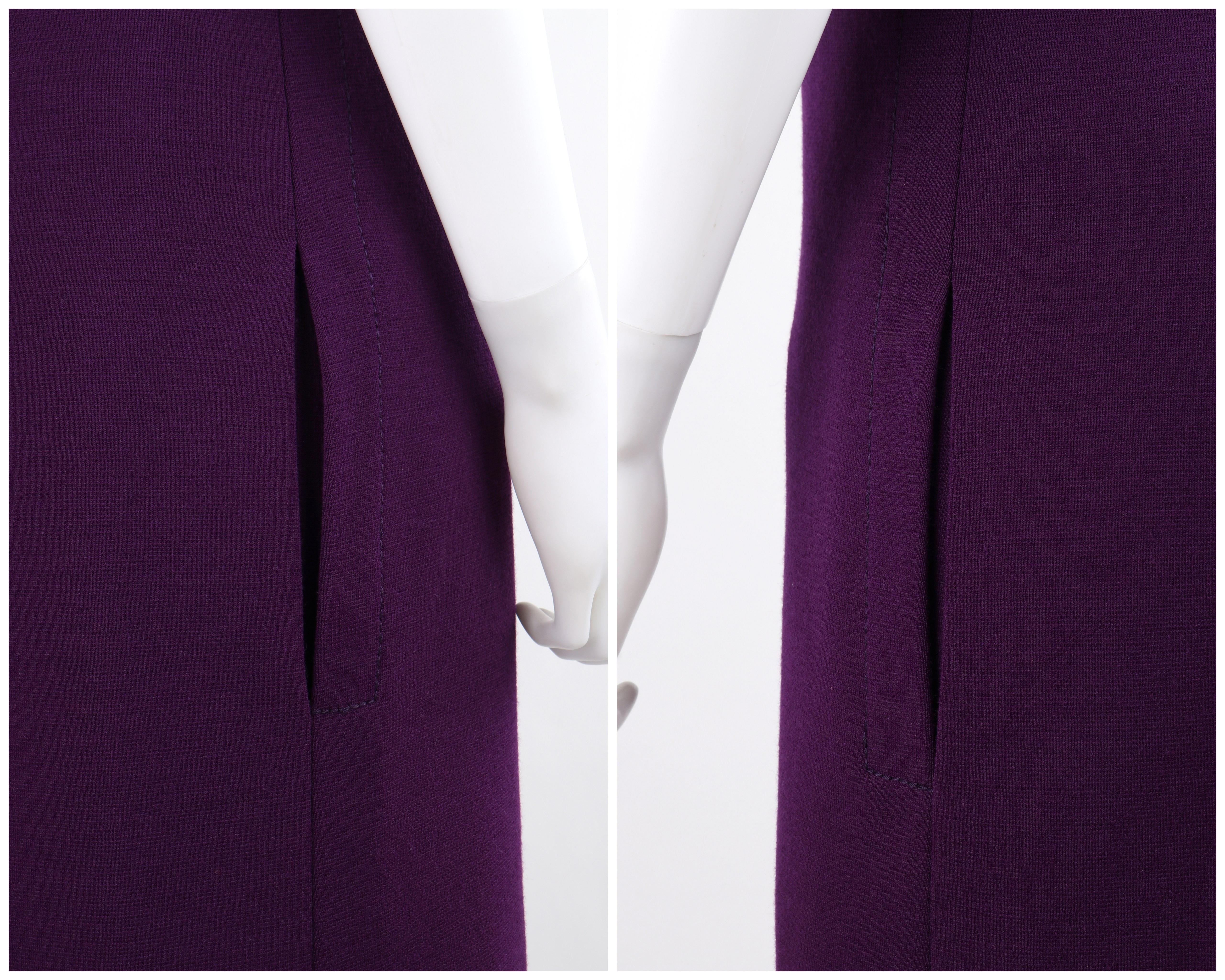 JEAN PATOU c.1960's Purple Sleeveless Double Breasted Button Up Mod Shift Dress For Sale 2