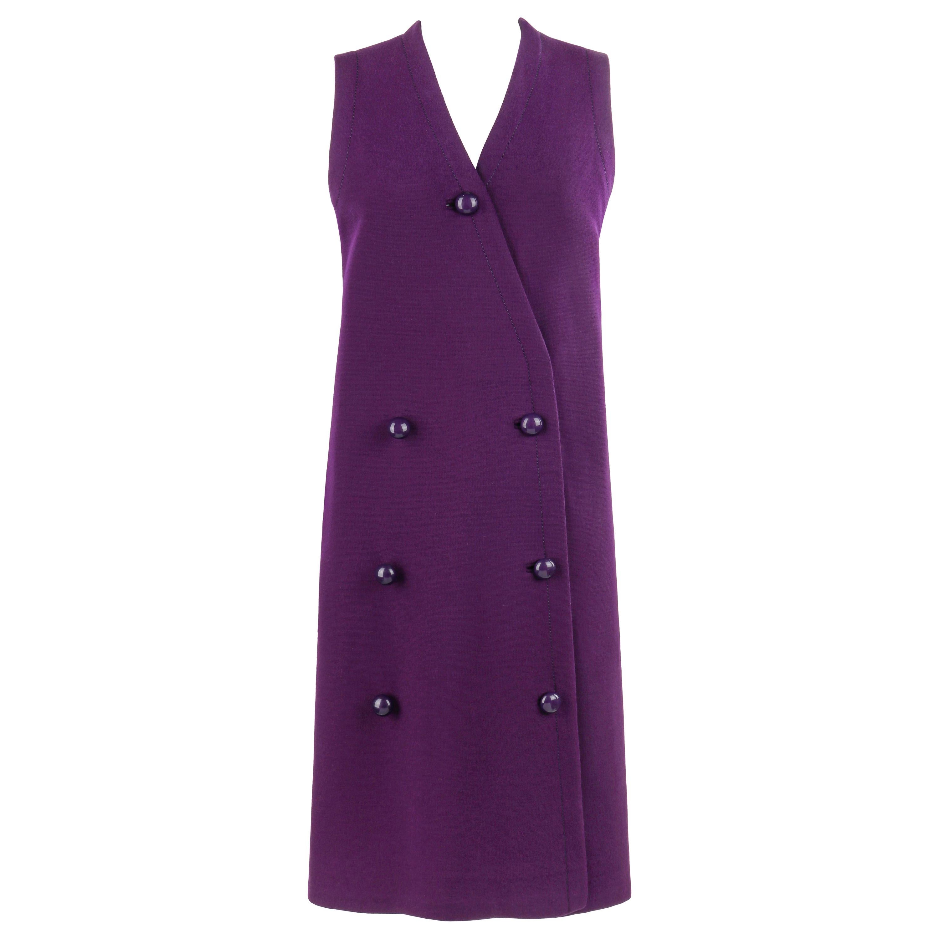 Jean Patou, abito senza maniche a doppio petto e con bottoni, Mod Shift Dress, anni '60 ca. in vendita