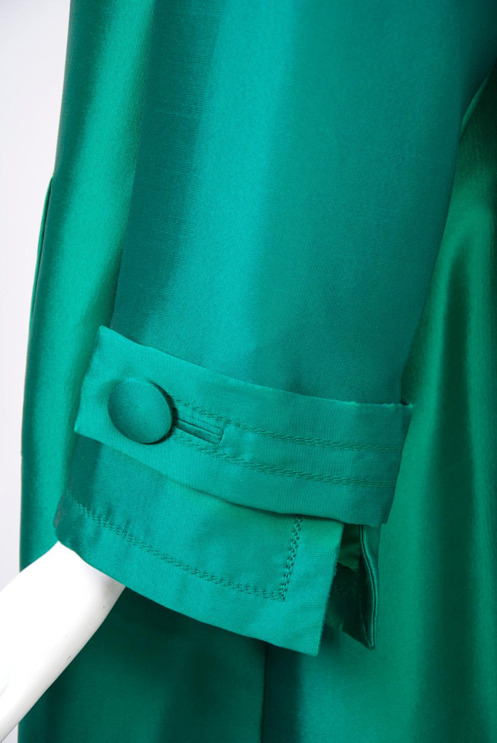 Women's Jean Patou Green Silk Evening Coat