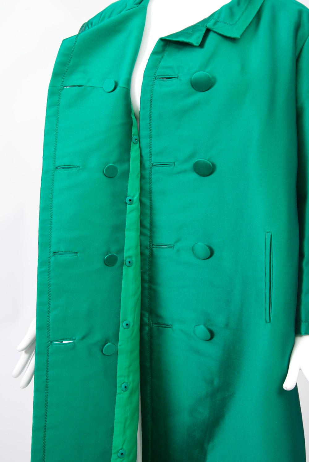 Jean Patou Green Silk Evening Coat 2