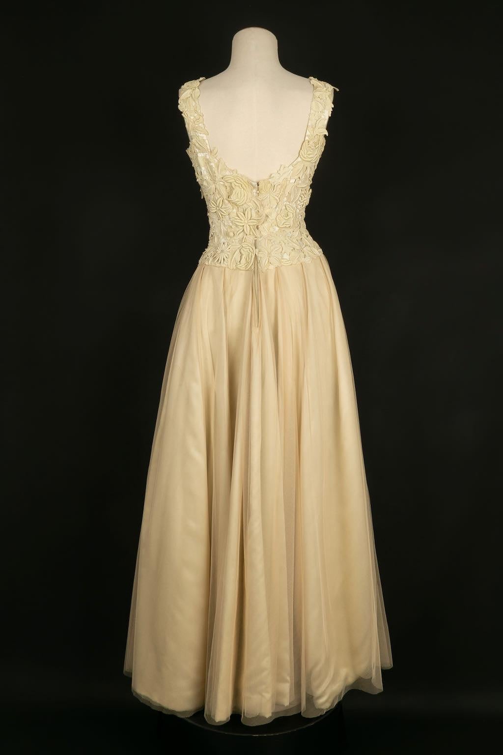 Jean Patou Haute Couture Dress Spring-Summer, 1955 In Good Condition For Sale In SAINT-OUEN-SUR-SEINE, FR