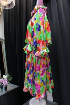 Jean Patou Haute Couture floral silk dress and jacket set