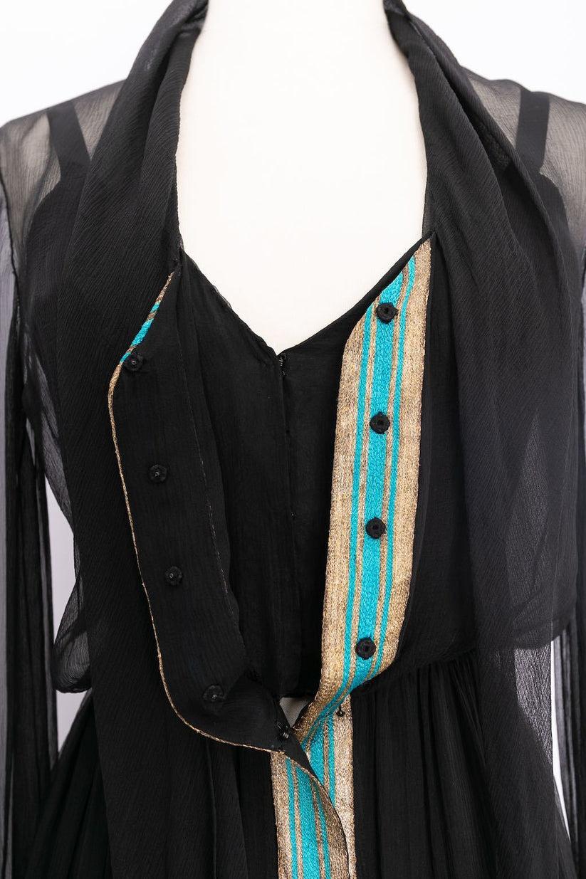 Jean Patou Haute Couture - Robe en mousseline de soie à motif papillon en vente 6