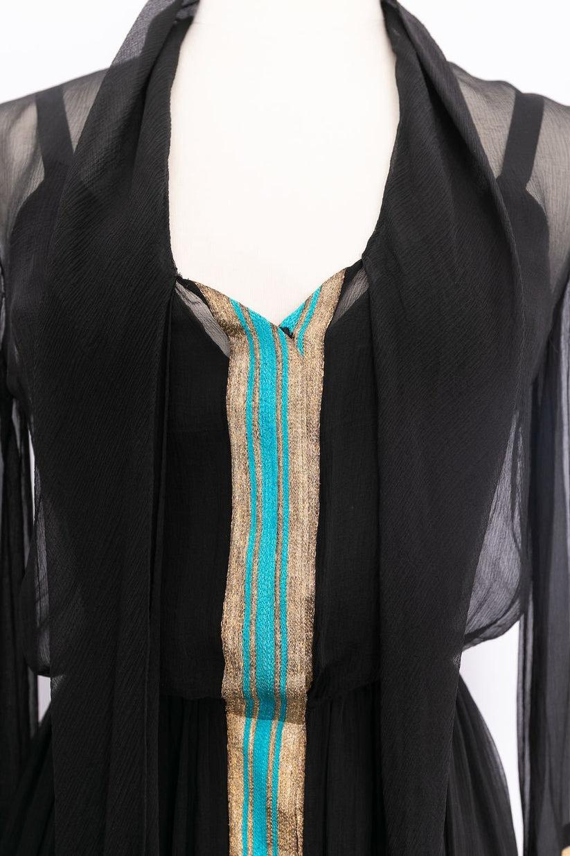 Jean Patou Haute Couture Silk Chiffon Butterfly Pattern Dress For Sale 6