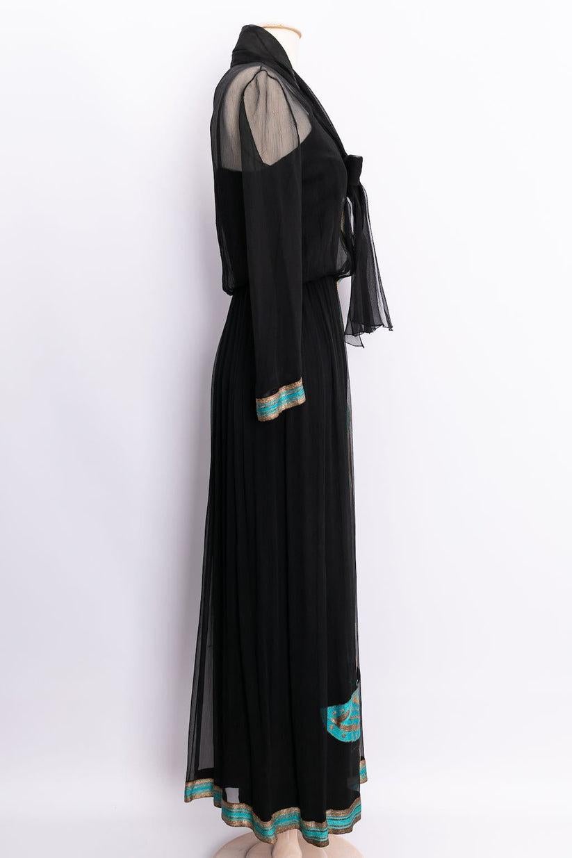 Women's Jean Patou Haute Couture Silk Chiffon Butterfly Pattern Dress For Sale