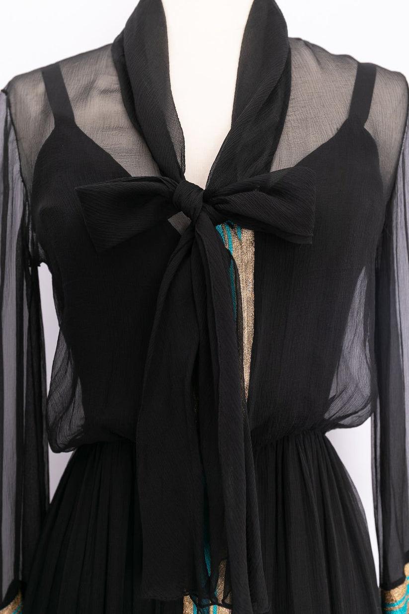 Jean Patou Haute Couture - Robe en mousseline de soie à motif papillon en vente 2