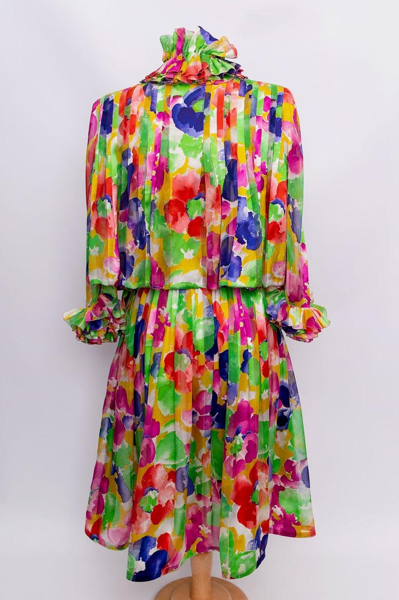 Brown Jean Patou Haute Couture Silk Dress, Size 36FR For Sale