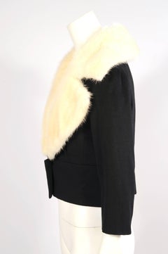 Giacca Haute Couture Jean Patou numerata in cashmere e visone bianco, metà del XX secolo