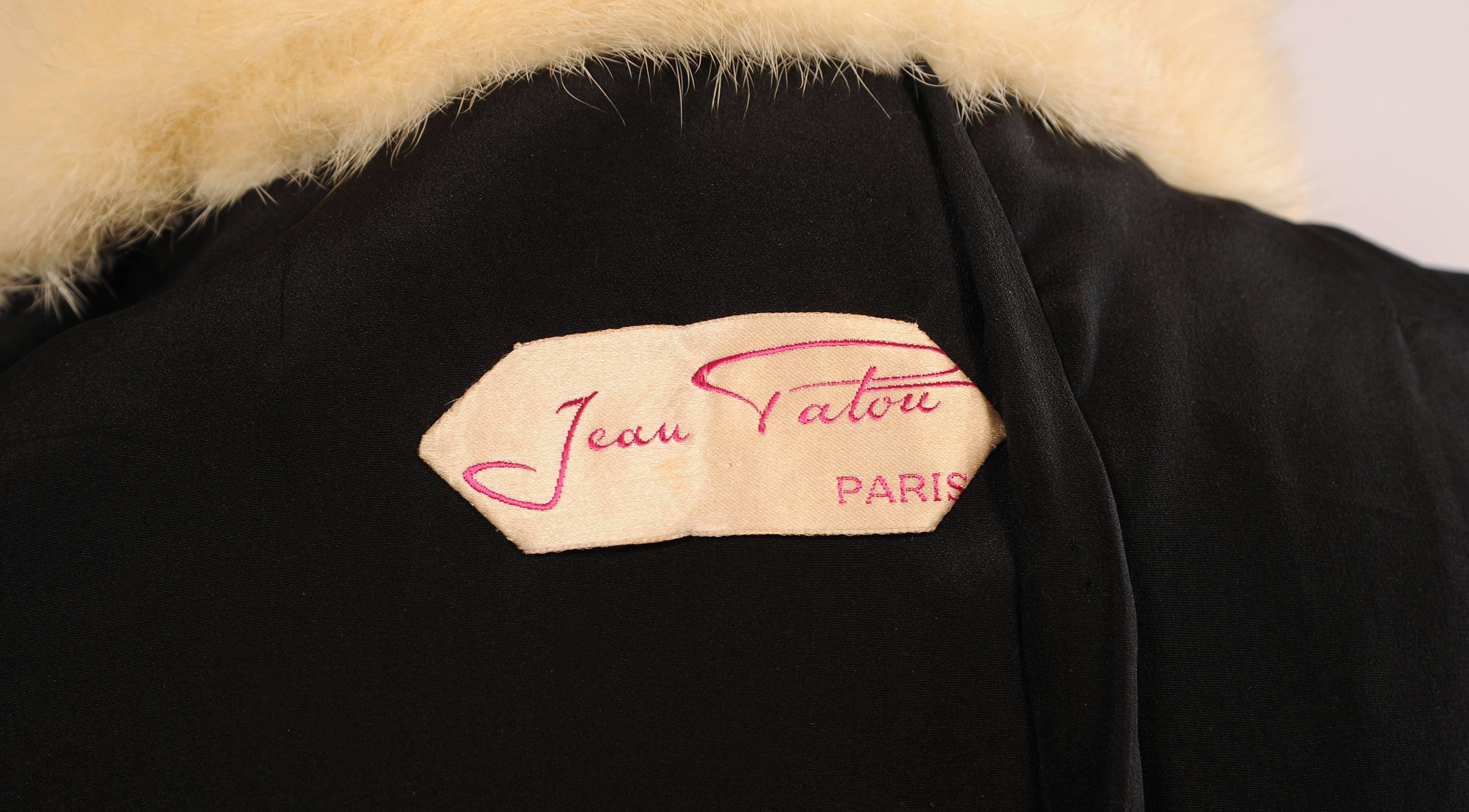 Women's Jean Patou Numbered Haute Couture Cashmere and White Mink Jacket, Mid 20th C  For Sale