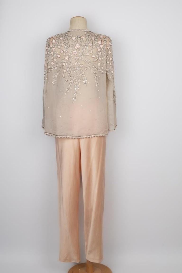 Jean Patou Organza and Silk Haute Couture Set, 1980s In Excellent Condition For Sale In SAINT-OUEN-SUR-SEINE, FR