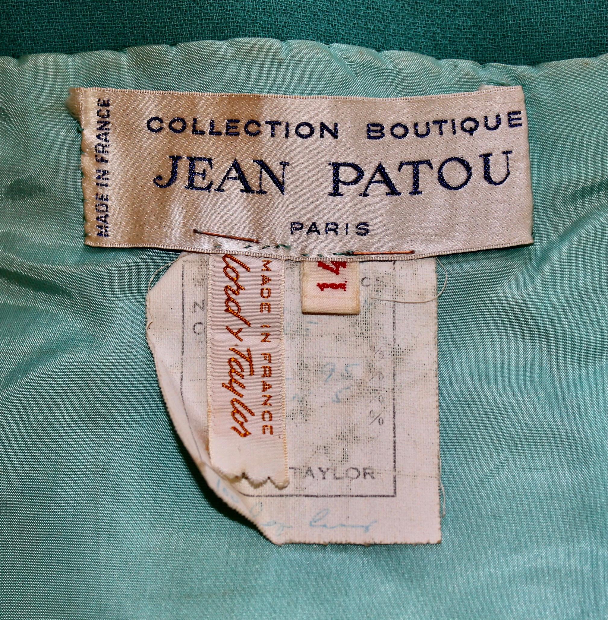 Jean Patou Paris Collection Boutique Green/Blue Day Dress For Sale 7