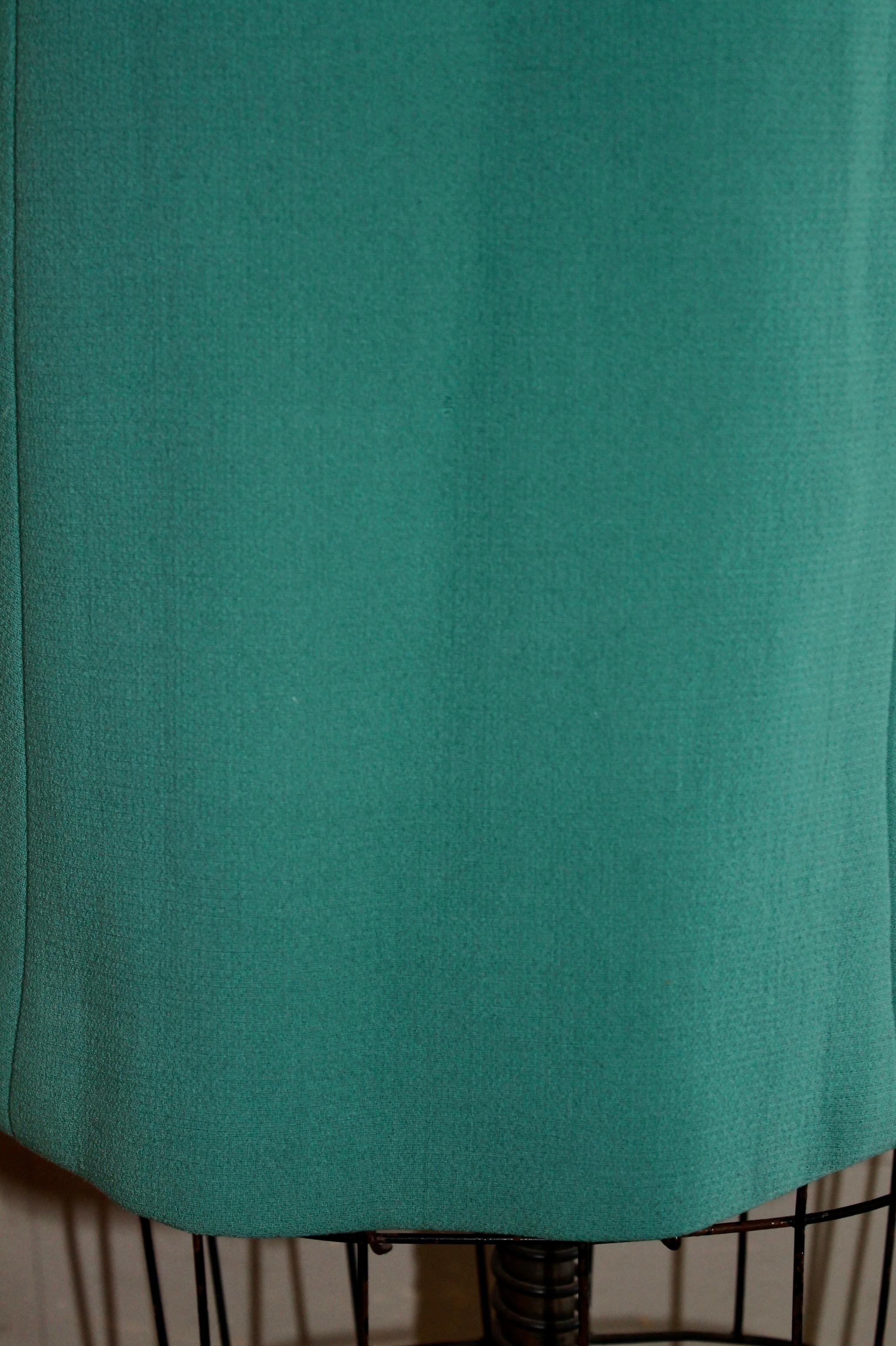 Jean Patou Paris Collection Boutique Green/Blue Day Dress For Sale 3