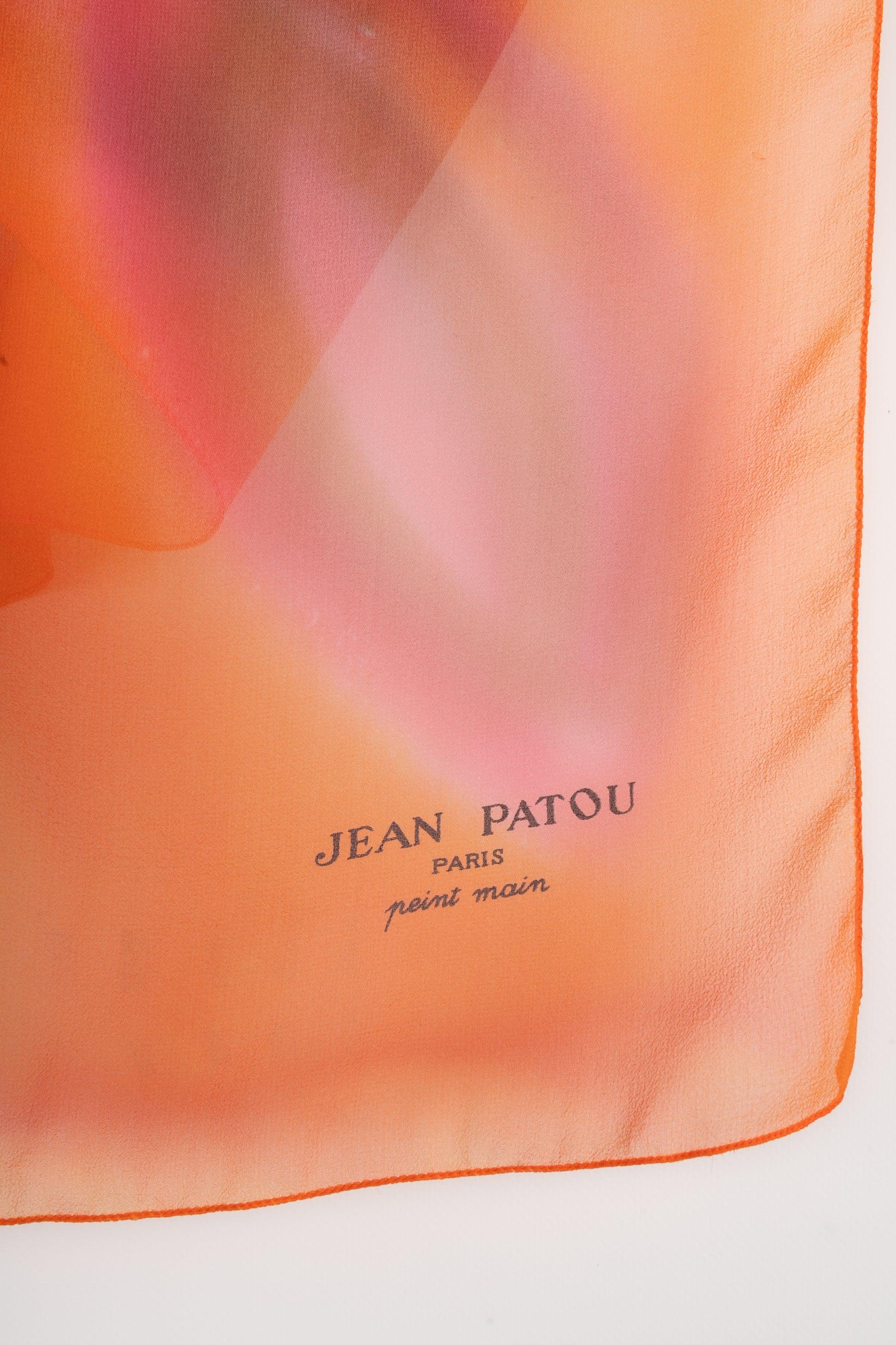 Jean Patou Pink and Orange Silk Muslin Scarf For Sale 1