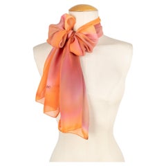 Jean Patou Pink and Orange Silk Muslin Scarf