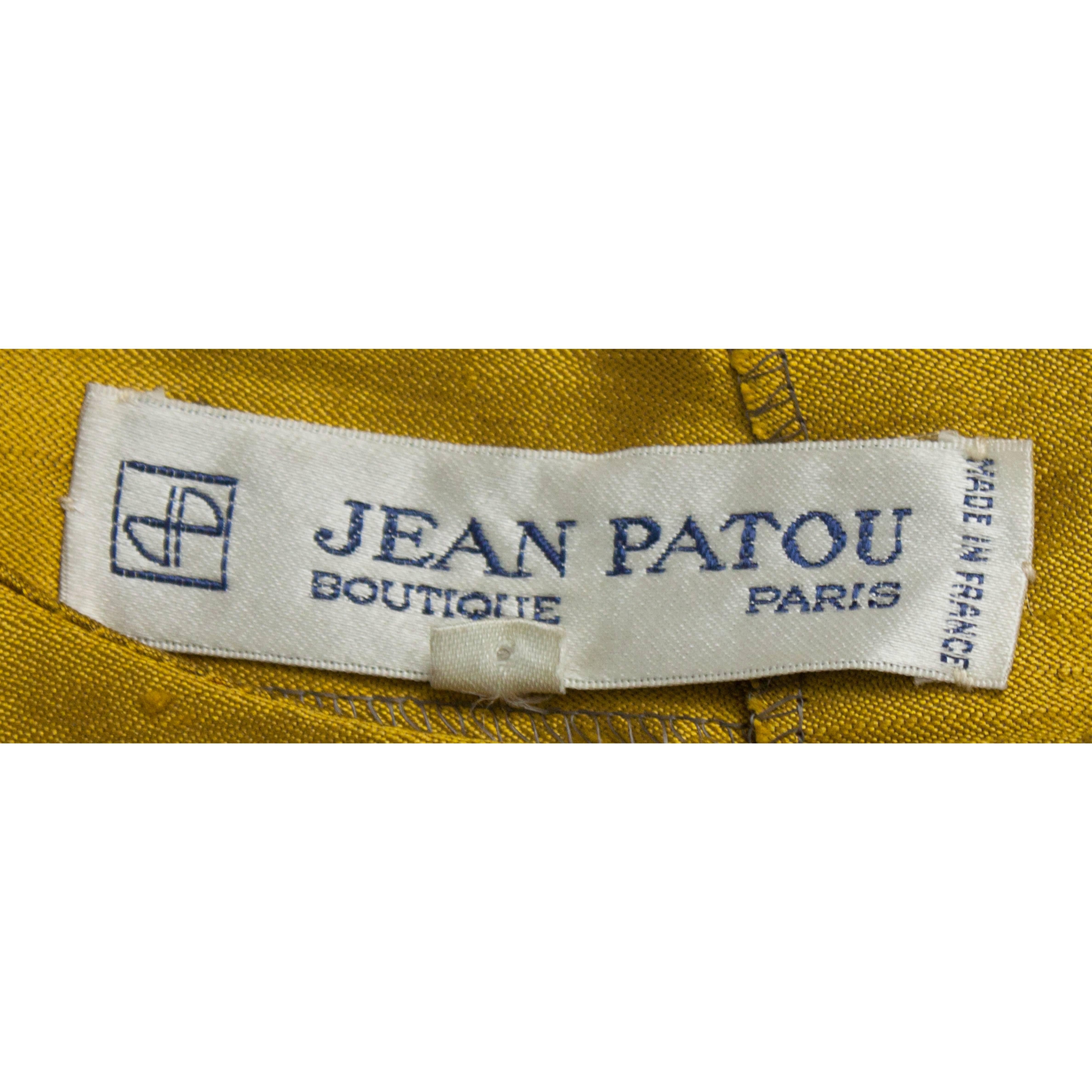 Jean Patou  silk gold top and natural linen Maxi-skirt evening ensemble, c.1970s For Sale 2