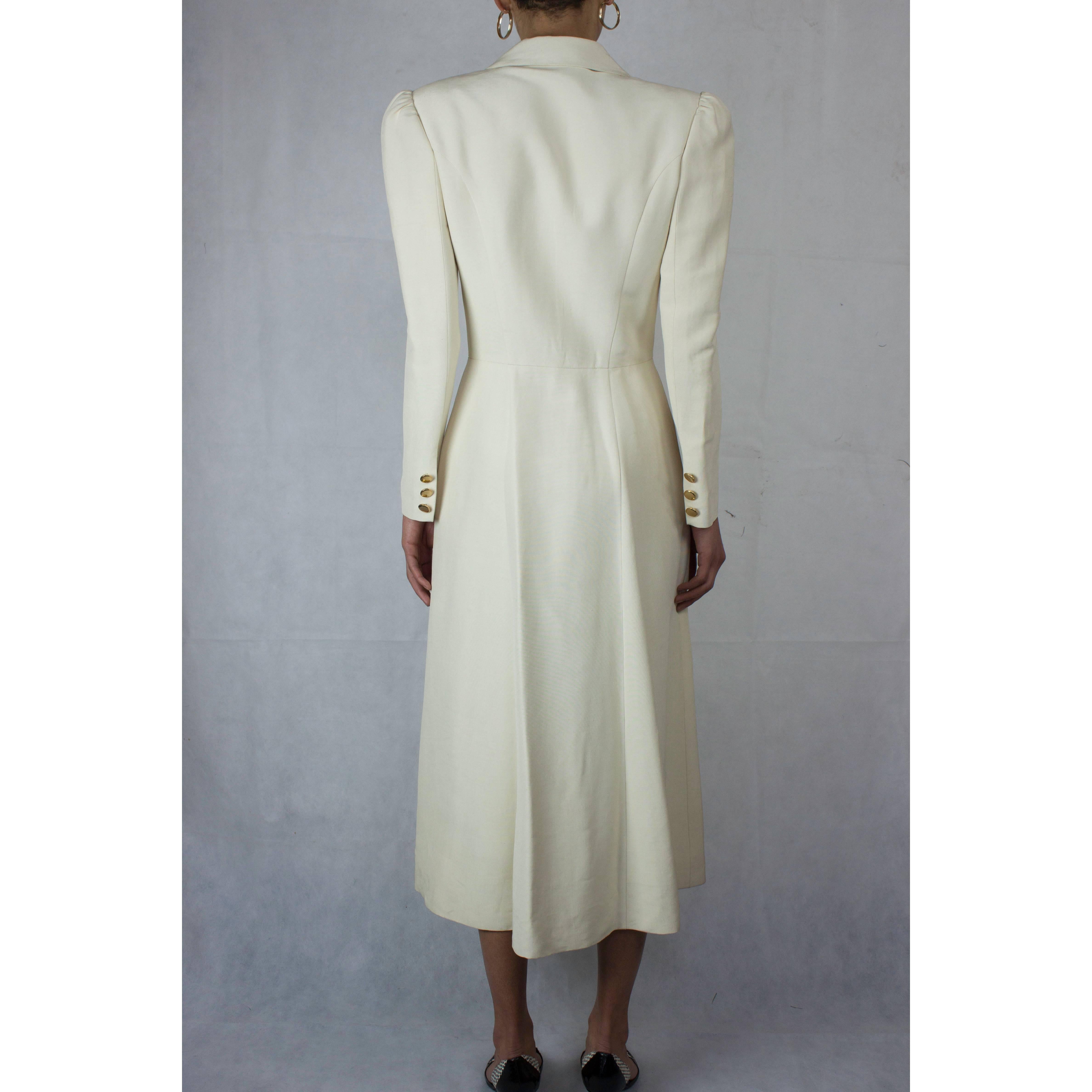 Gray Jean Patou soutane style silk coat, circa 1960s For Sale