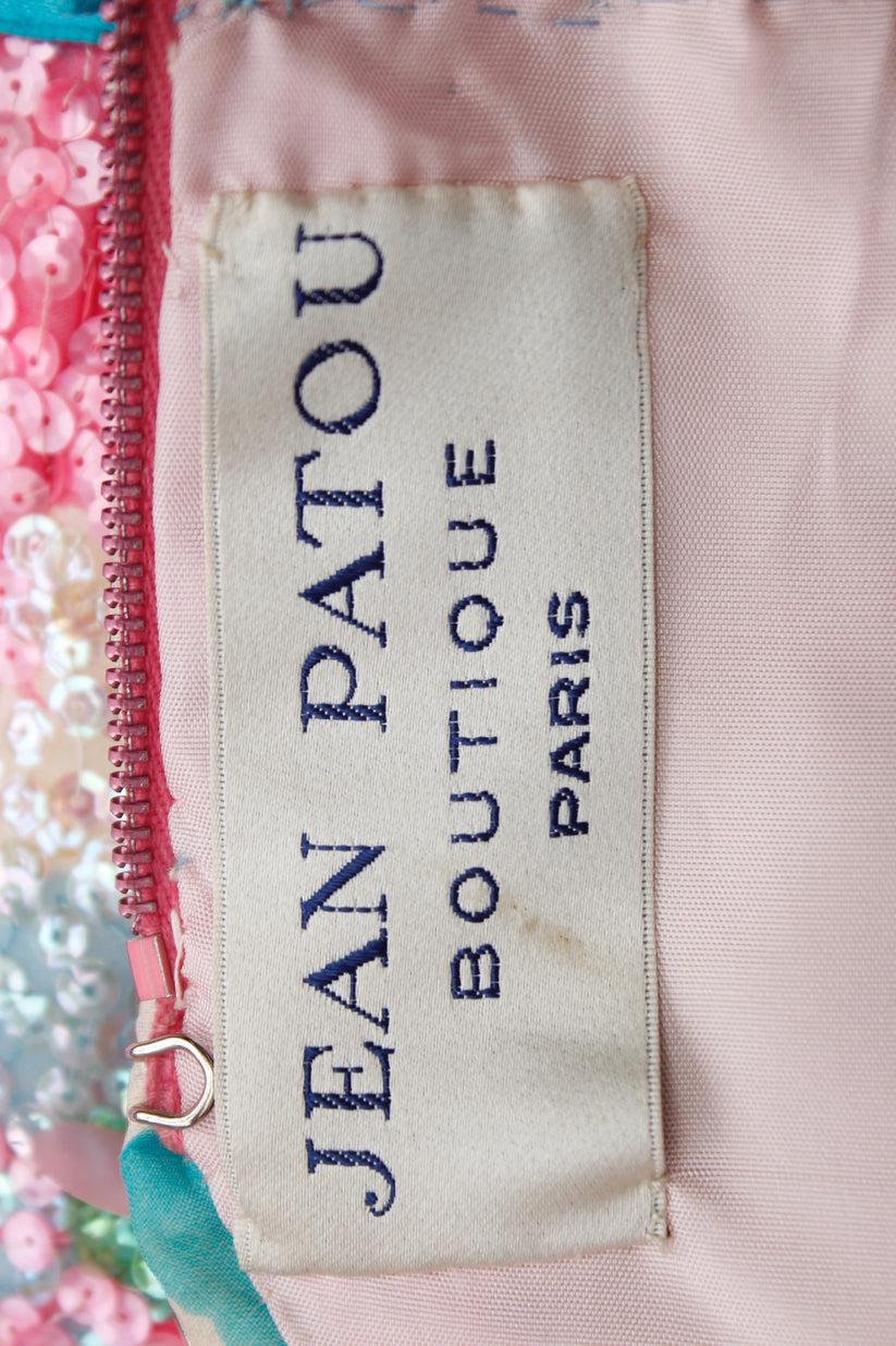 Jean Patou Taffeta Embroidered Dress, Size 38 For Sale 7