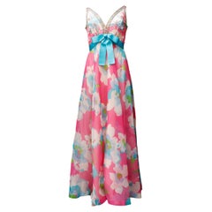 Jean Patou Taffeta Embroidered Dress, Size 38