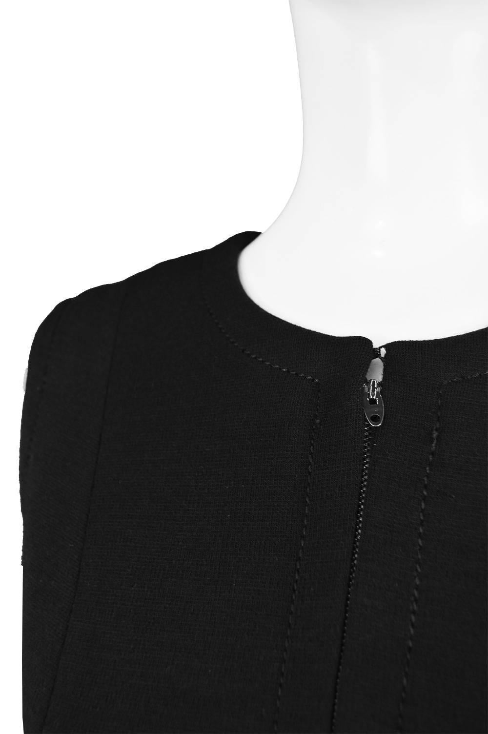 Women's Jean Patou Vintage 1960s Black Wool Sleeveless Mod Minimalist Shift Dress  For Sale