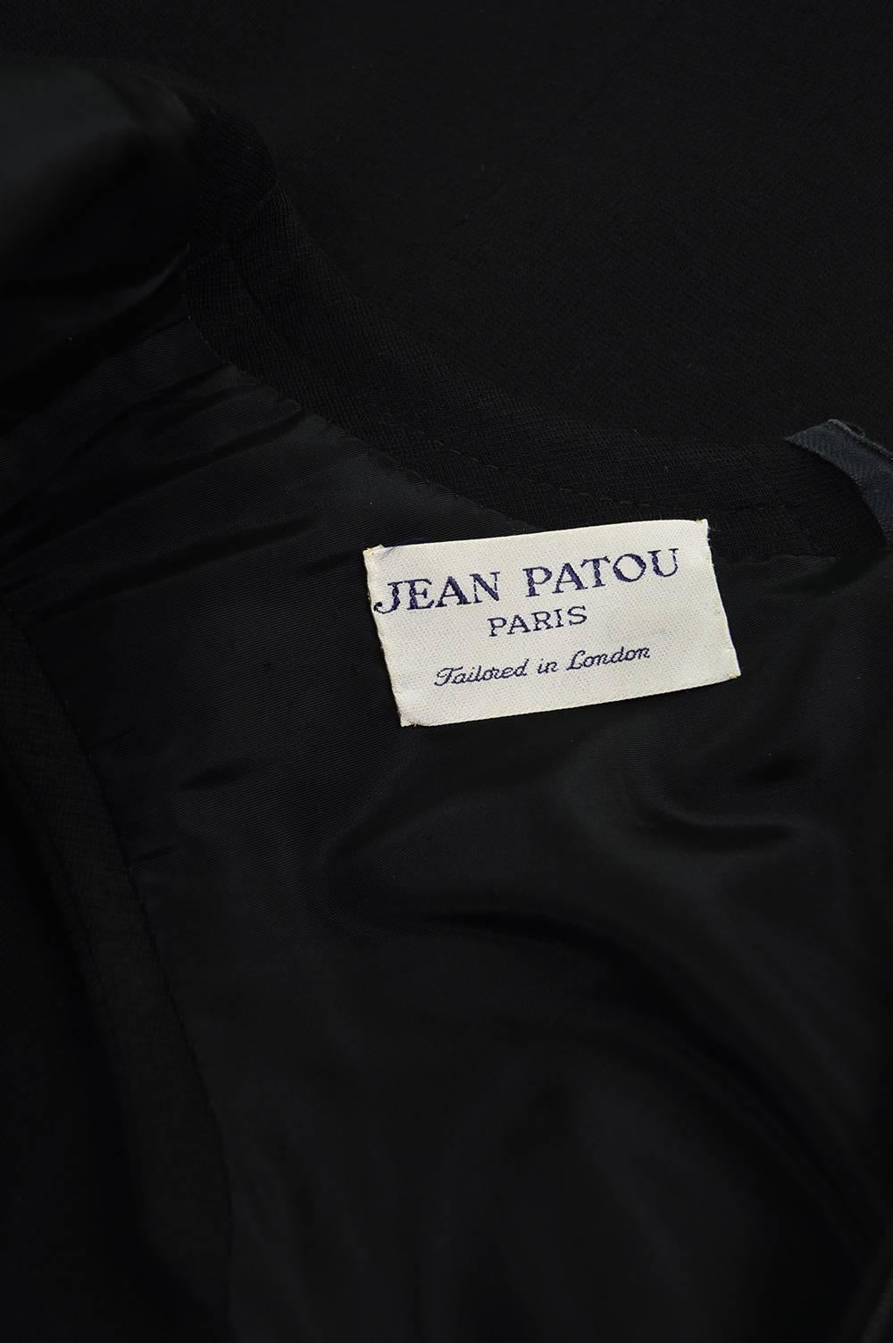 Jean Patou Vintage 1960s Black Wool Sleeveless Mod Minimalist Shift Dress  For Sale 5