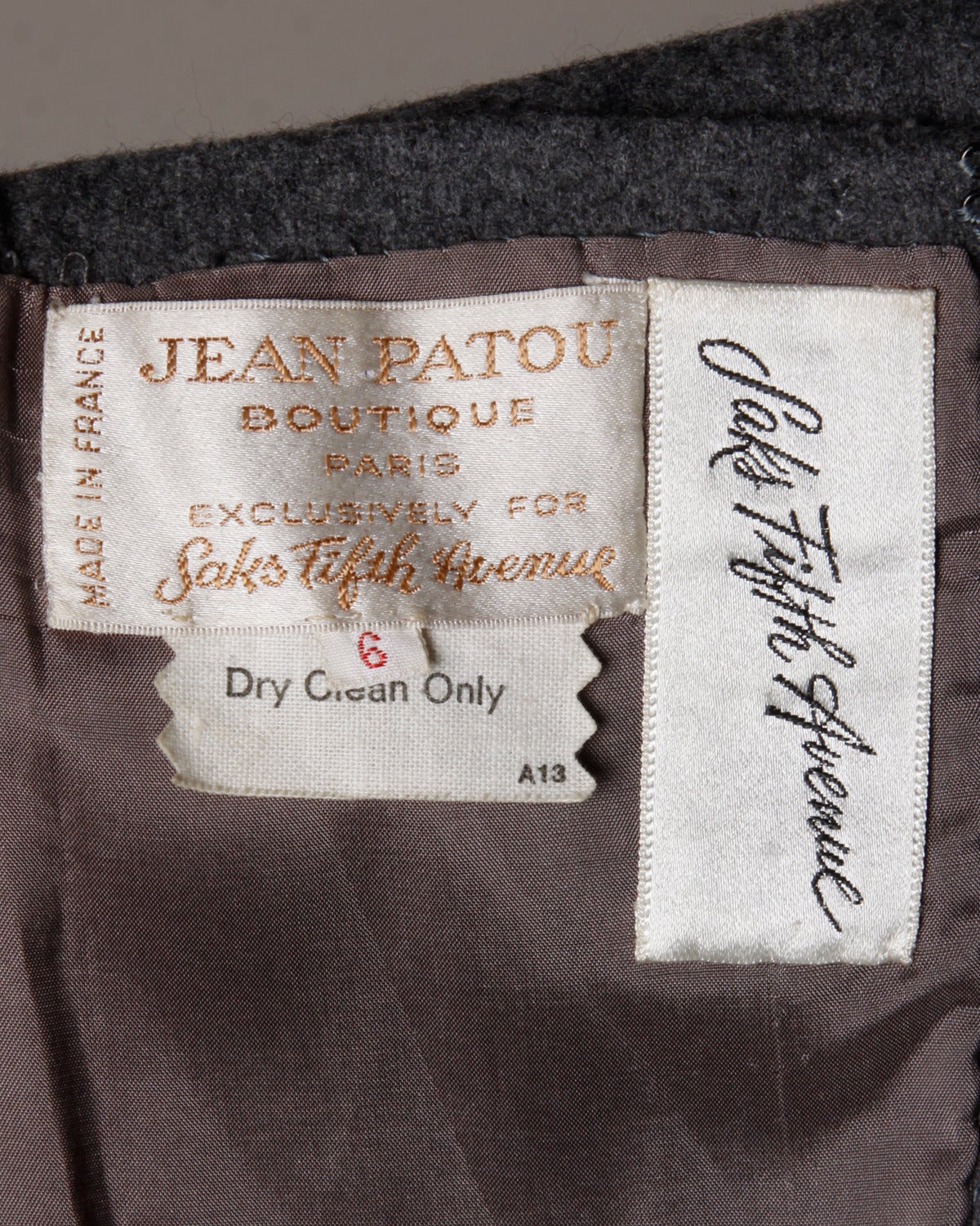 Jean Patou Vintage 1960s Wool 3-Piece Belt, Wrap & Dress Ensemble For Sale 6