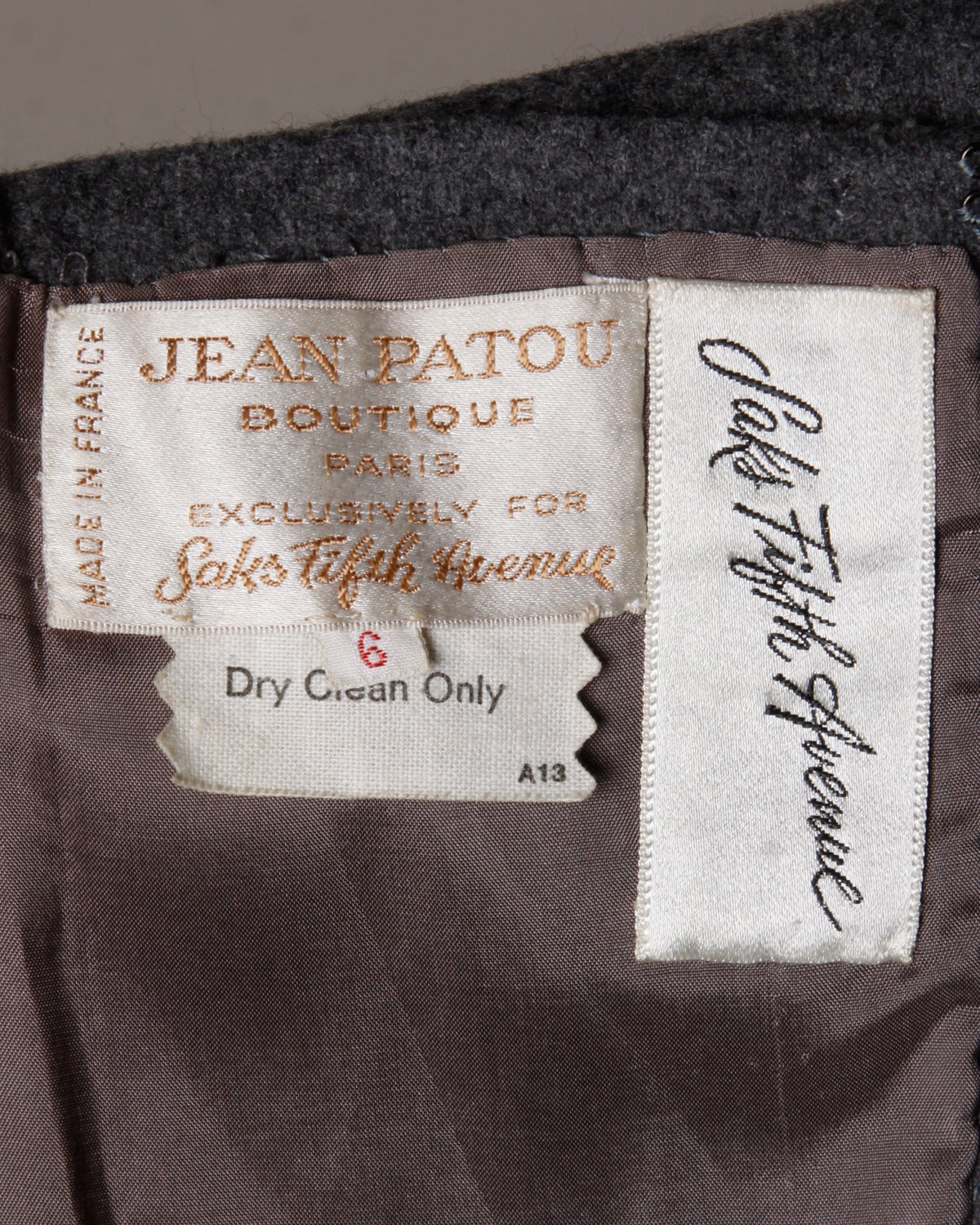Conjunto de 3 piezas Jean Patou Vintage 1960 de lana: cinturón, chal y vestido en venta 5