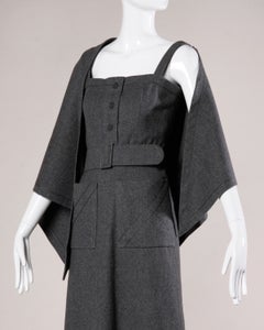 Jean Patou Vintage 1960s Wool 3-Piece Belt, Wrap & Dress Ensemble