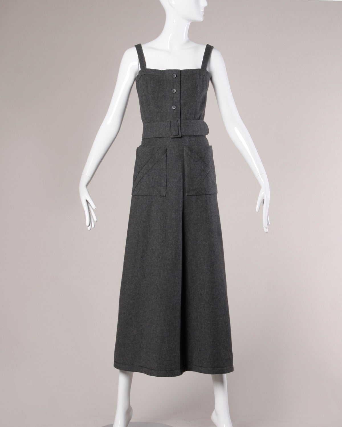 Conjunto de 3 piezas Jean Patou Vintage 1960 de lana: cinturón, chal y vestido Negro en venta