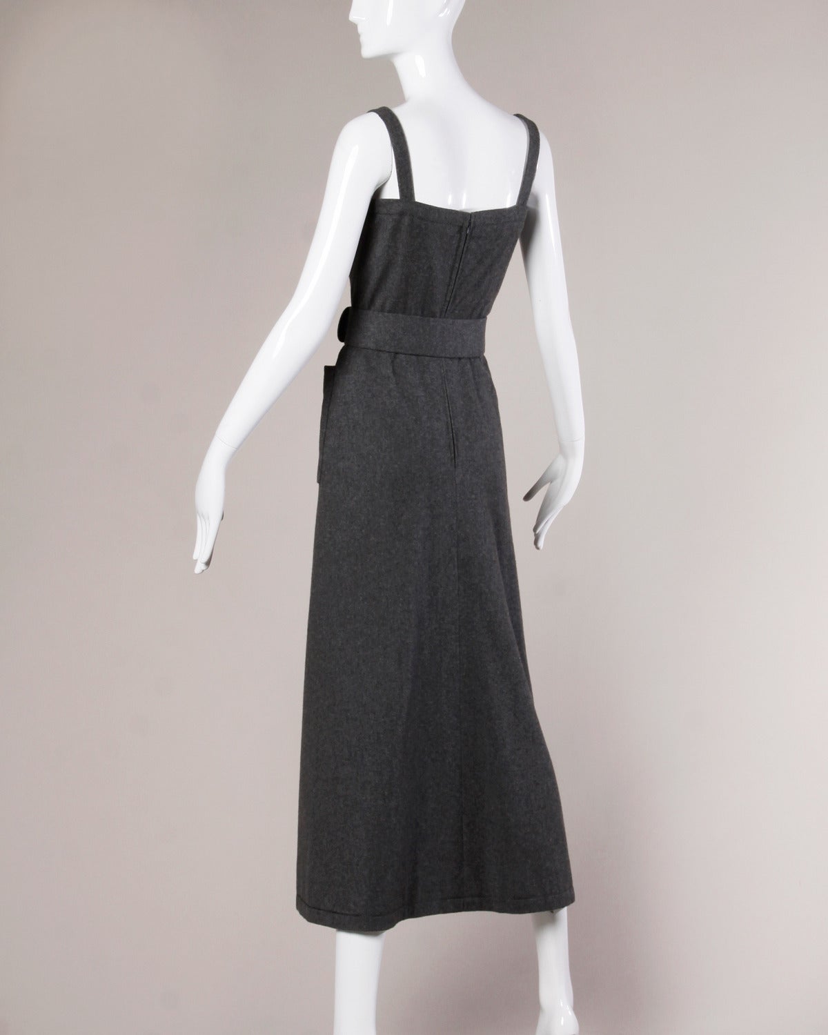 Jean Patou Vintage 1960s Wool 3-Piece Belt, Wrap & Dress Ensemble For Sale 2