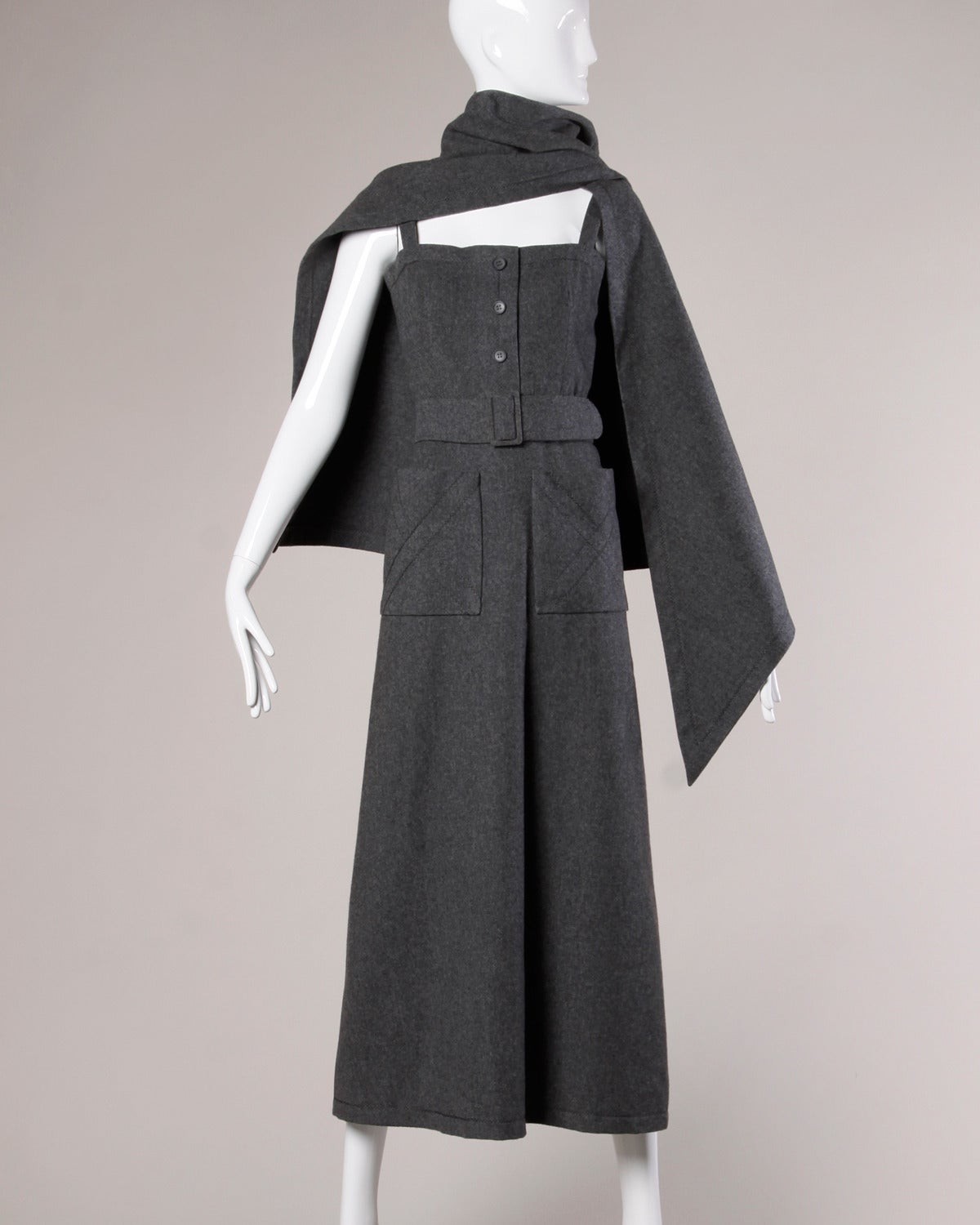 Conjunto de 3 piezas Jean Patou Vintage 1960 de lana: cinturón, chal y vestido en venta 3