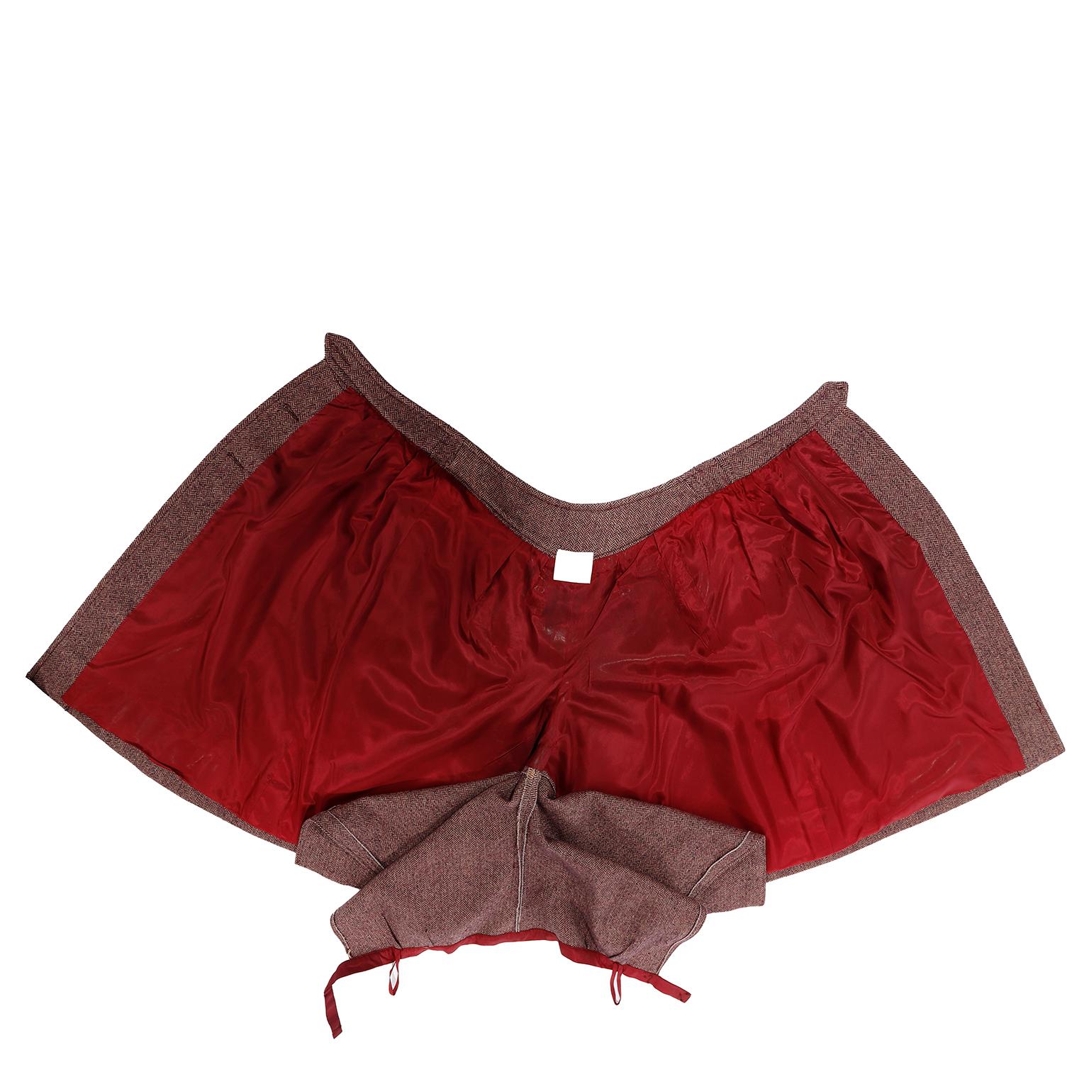 Jean Patou Vintage 3 Piece Burgundy Plaid Culotte Skirt Vest & Blouse Outfit For Sale 10