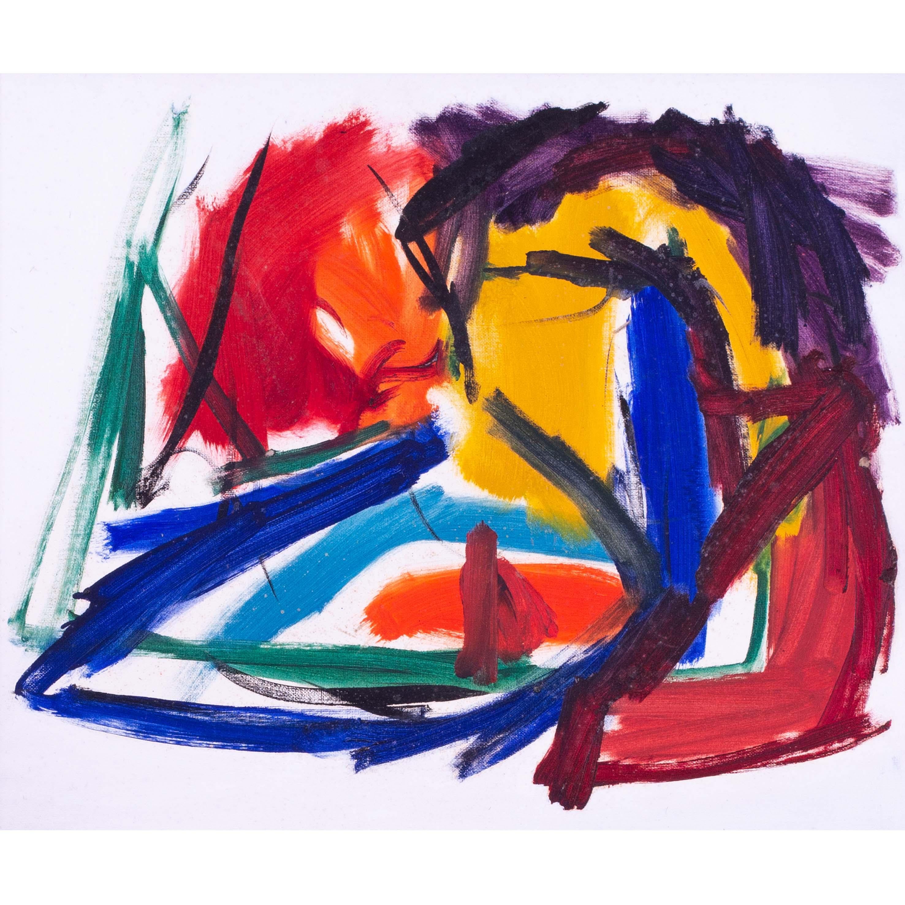 Modern British abstract oil painting by female artist Jean Clark - Painting by Jean Patricia Taprell Clark