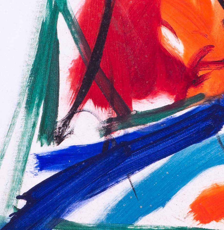 Modern British abstract oil painting by female artist Jean Clark - Abstract Painting by Jean Patricia Taprell Clark