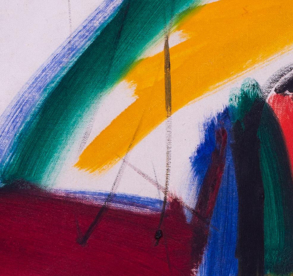 Modern British abstract oil painting by female artist Jean Clark - Abstract Painting by Jean Patricia Taprell Clark
