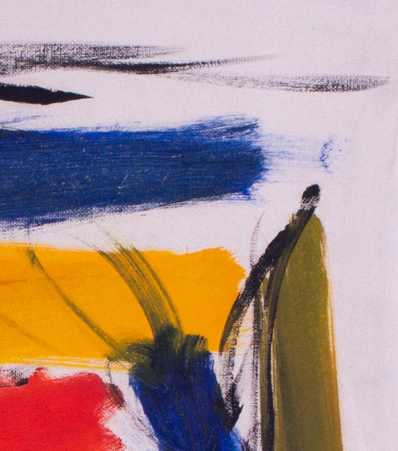 Modern British abstract oil painting by female artist Jean Clark - Gray Abstract Painting by Jean Patricia Taprell Clark