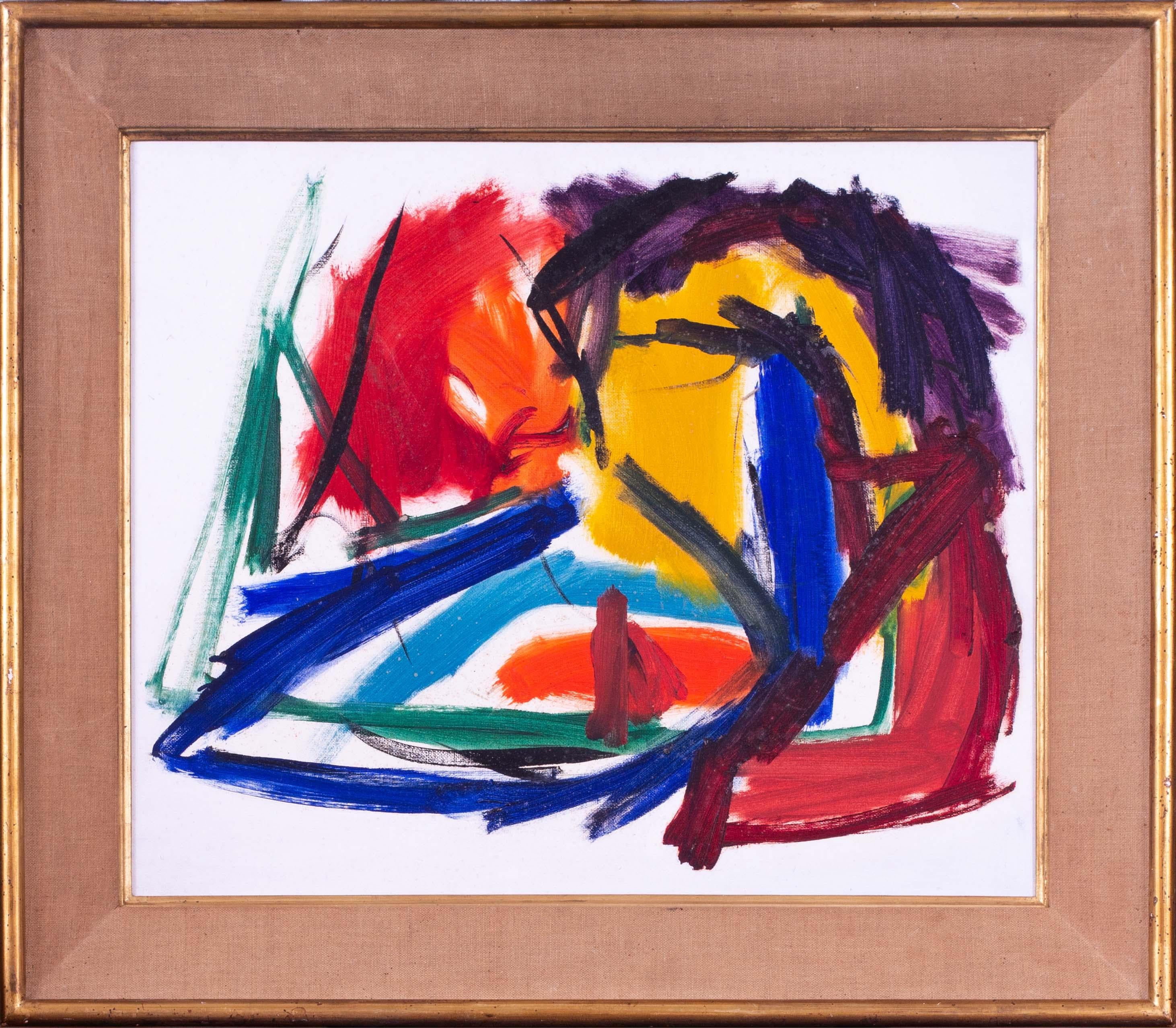 Jean Patricia Taprell Clark Abstract Painting - Modern British abstract oil painting by female artist Jean Clark