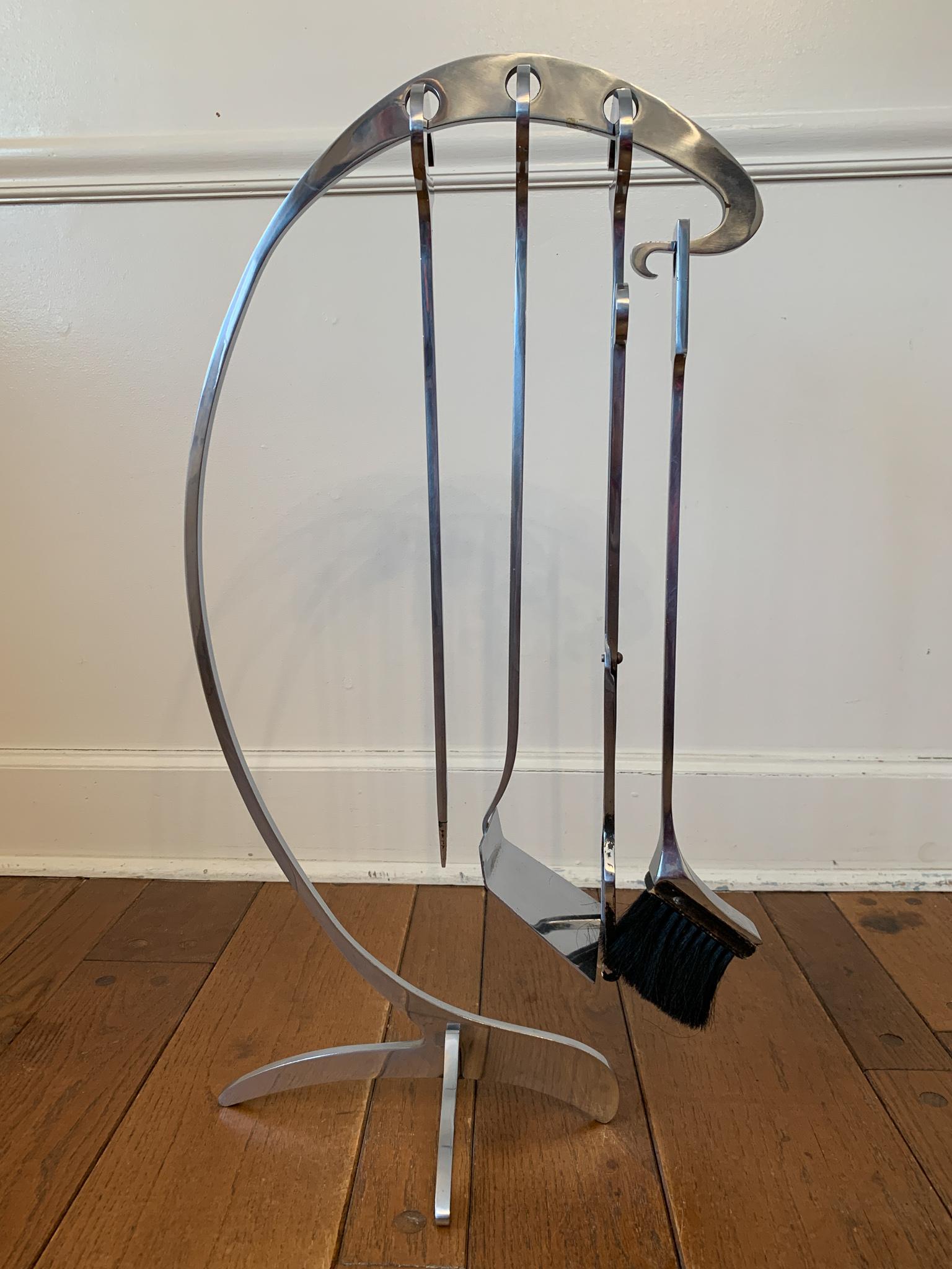 Fin du 20e siècle Jean-Paul Crations, ensemble de cheminée moderniste rarement complet, France, années 1970 en vente