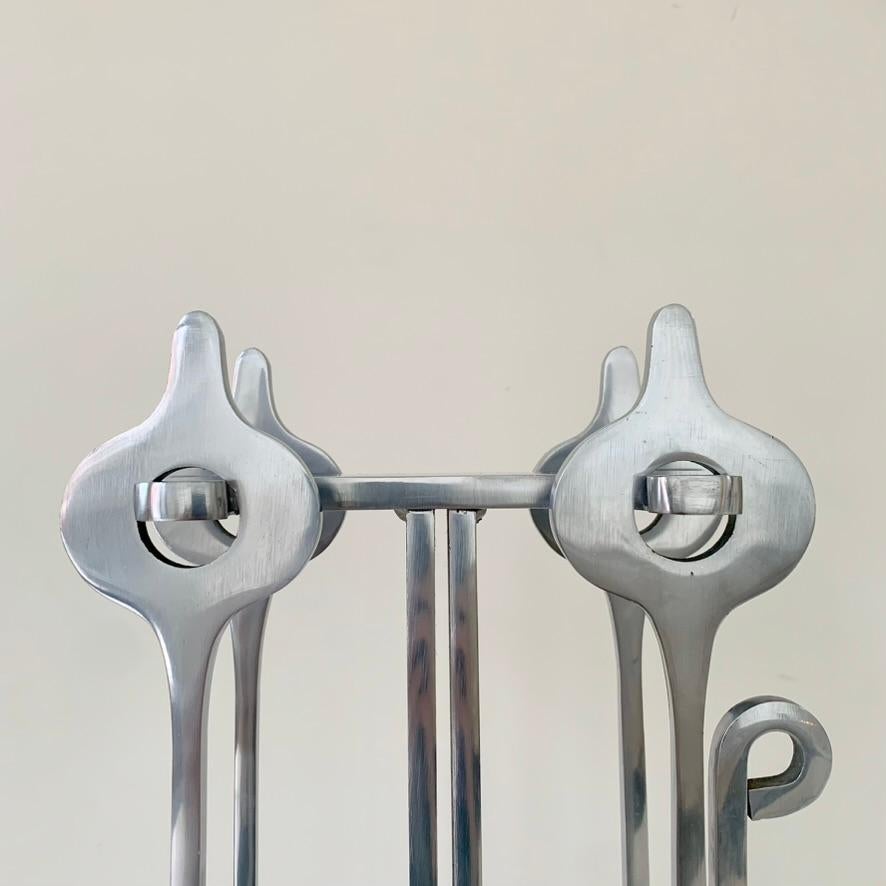 Jean-Paul Creations Stamped Fireplace Tools Set, circa 1970, France. For Sale 4