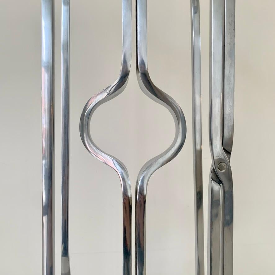 Jean-Paul Creations Stamped Fireplace Tools Set, circa 1970, France. For Sale 10