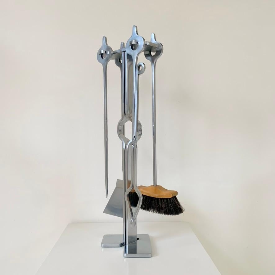 Jean-Paul Creations Stamped Fireplace Tools Set, circa 1970, France. For Sale 13