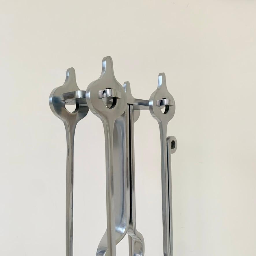 Jean-Paul Creations Stamped Fireplace Tools Set, circa 1970, France. For Sale 1