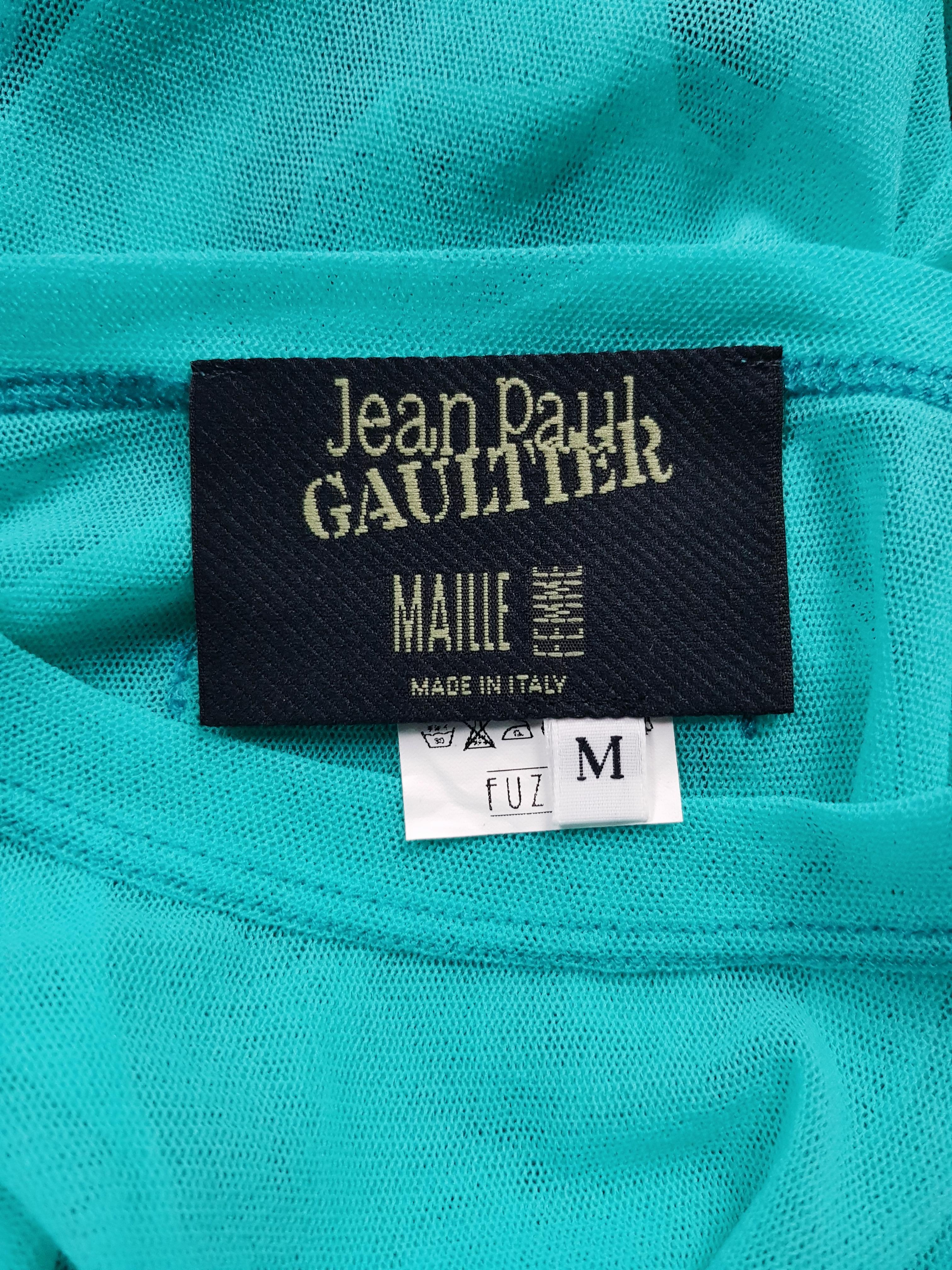 Blue JEAN PAUL GAULTIER Maille turquoise mesh shirt Y2K For Sale