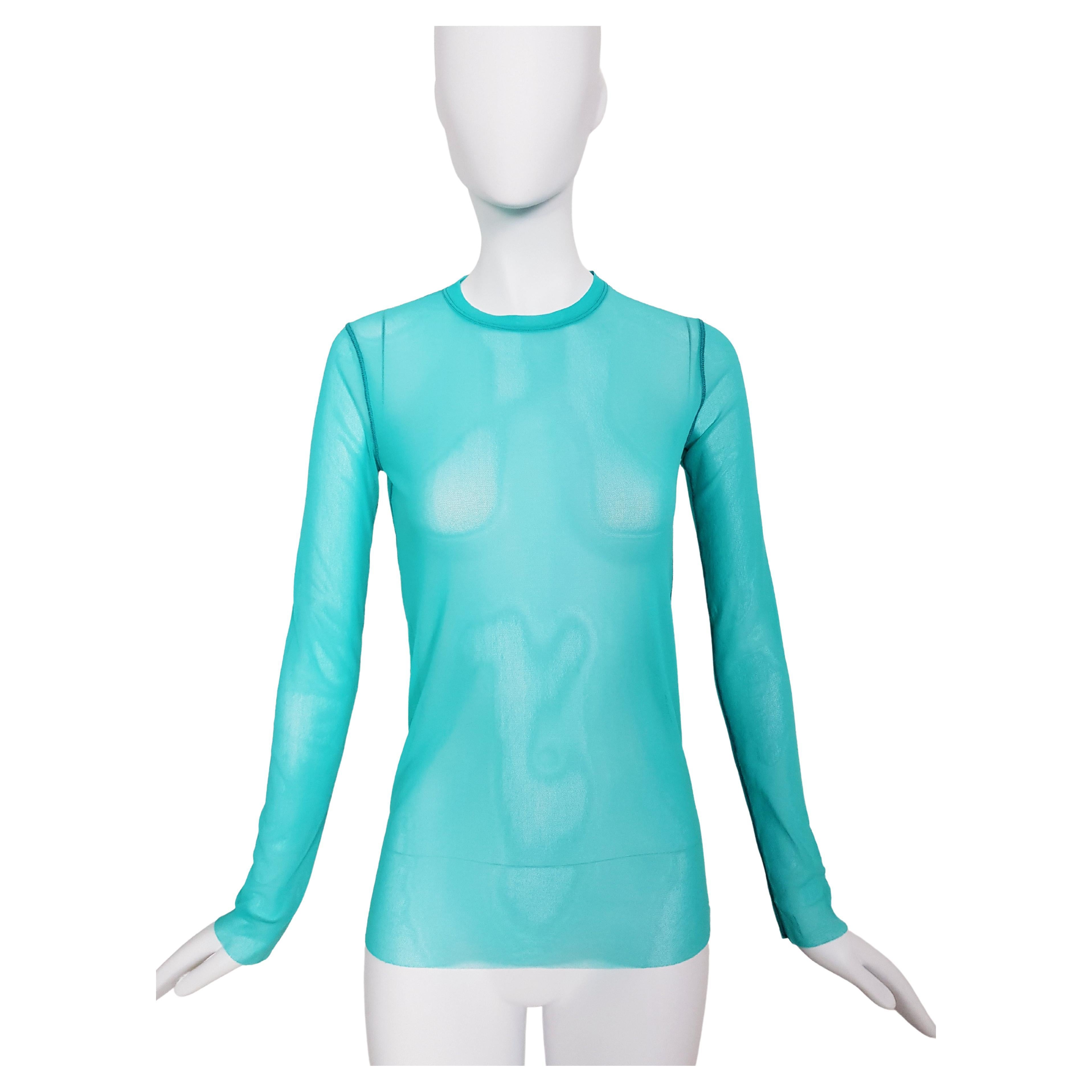 Jean-Paul Gaultier - Chemise en maille Maille turquoise Y2K
