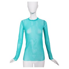 JEAN PAUL GAULTIER Maille turquoise mesh shirt Y2K