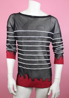 Jean Paul Gauliter Homme Striped Sheer Shirt with Wool Hem, Size XXL