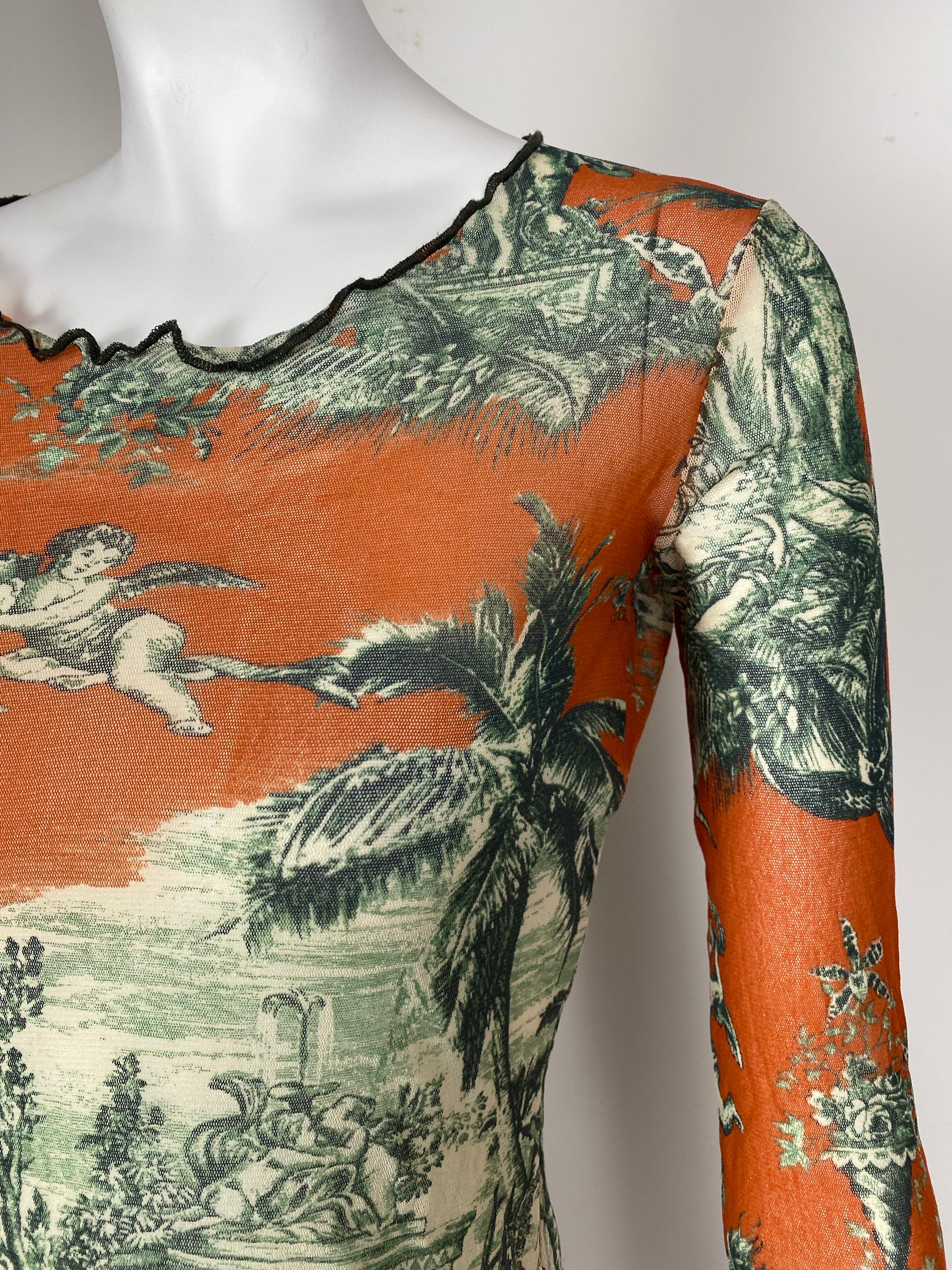 JEAN PAUL GAULITER Vintage Top en maille avec imprimé Toile de Jouy Début des années 2000 Excellent état - En vente à Genève, CH