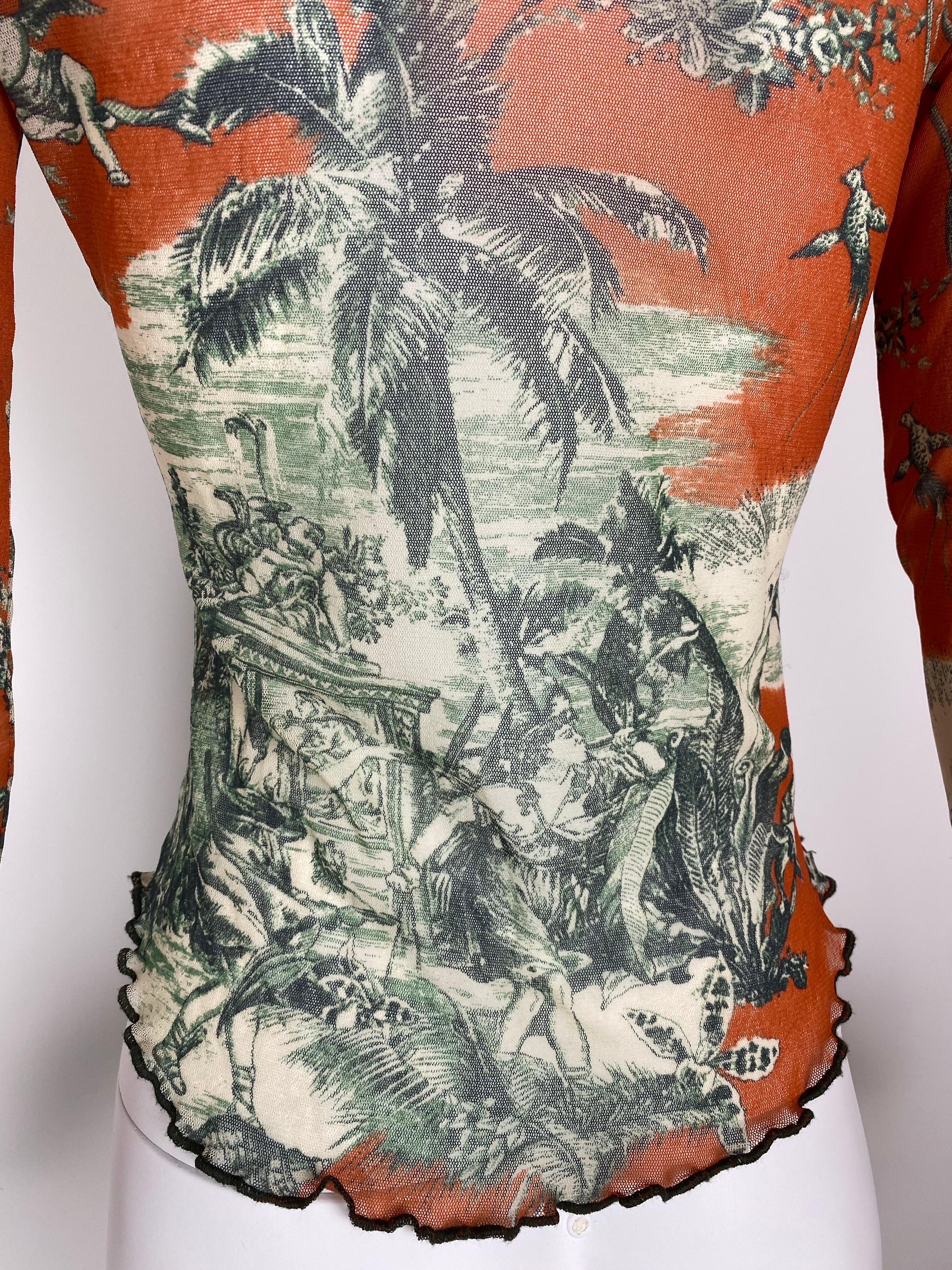 JEAN PAUL GAULITER Vintage Top en maille avec imprimé Toile de Jouy Début des années 2000 Pour femmes en vente