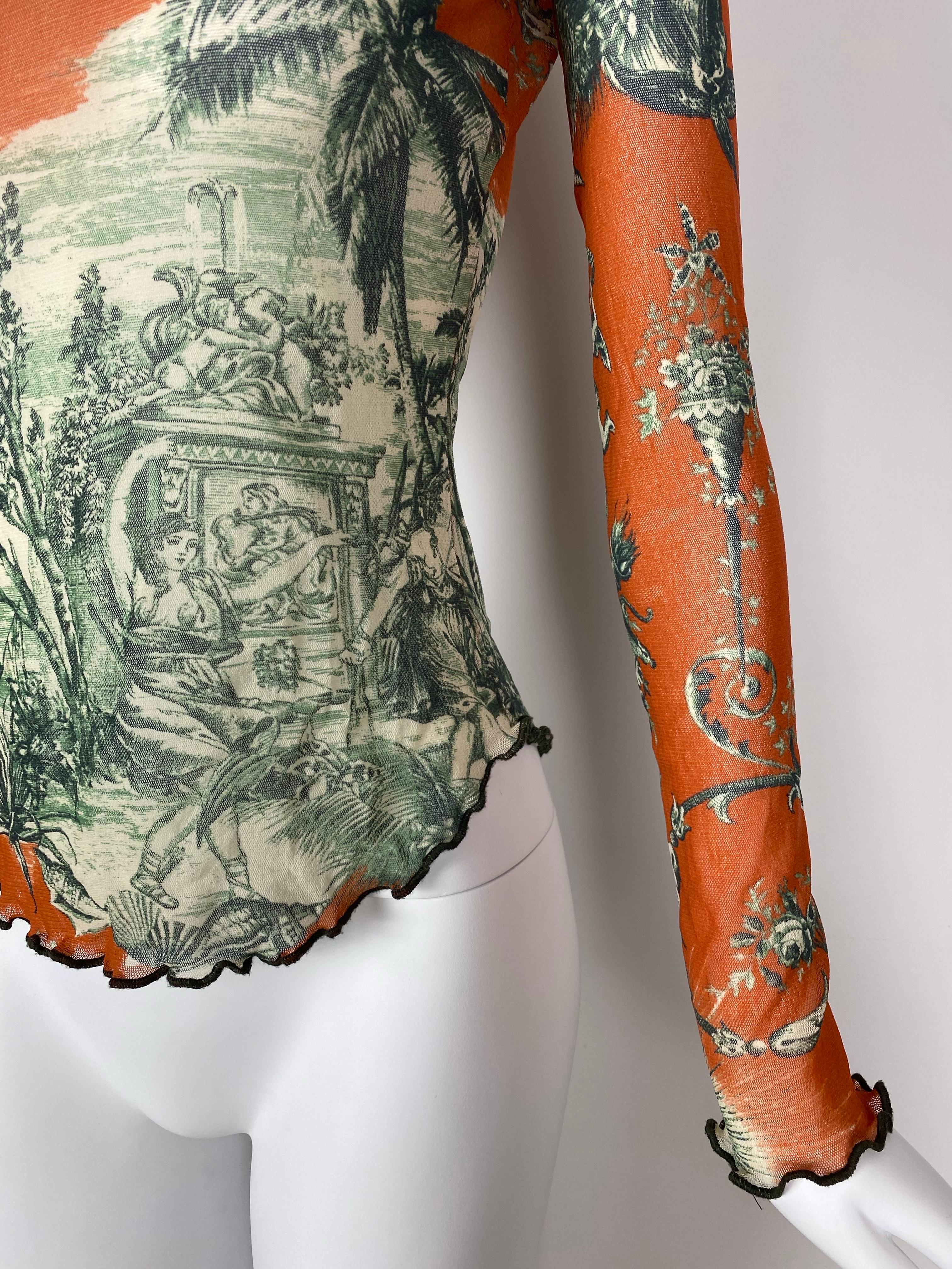 JEAN PAUL GAULITER Vintage Top en maille avec imprimé Toile de Jouy Début des années 2000 en vente 1