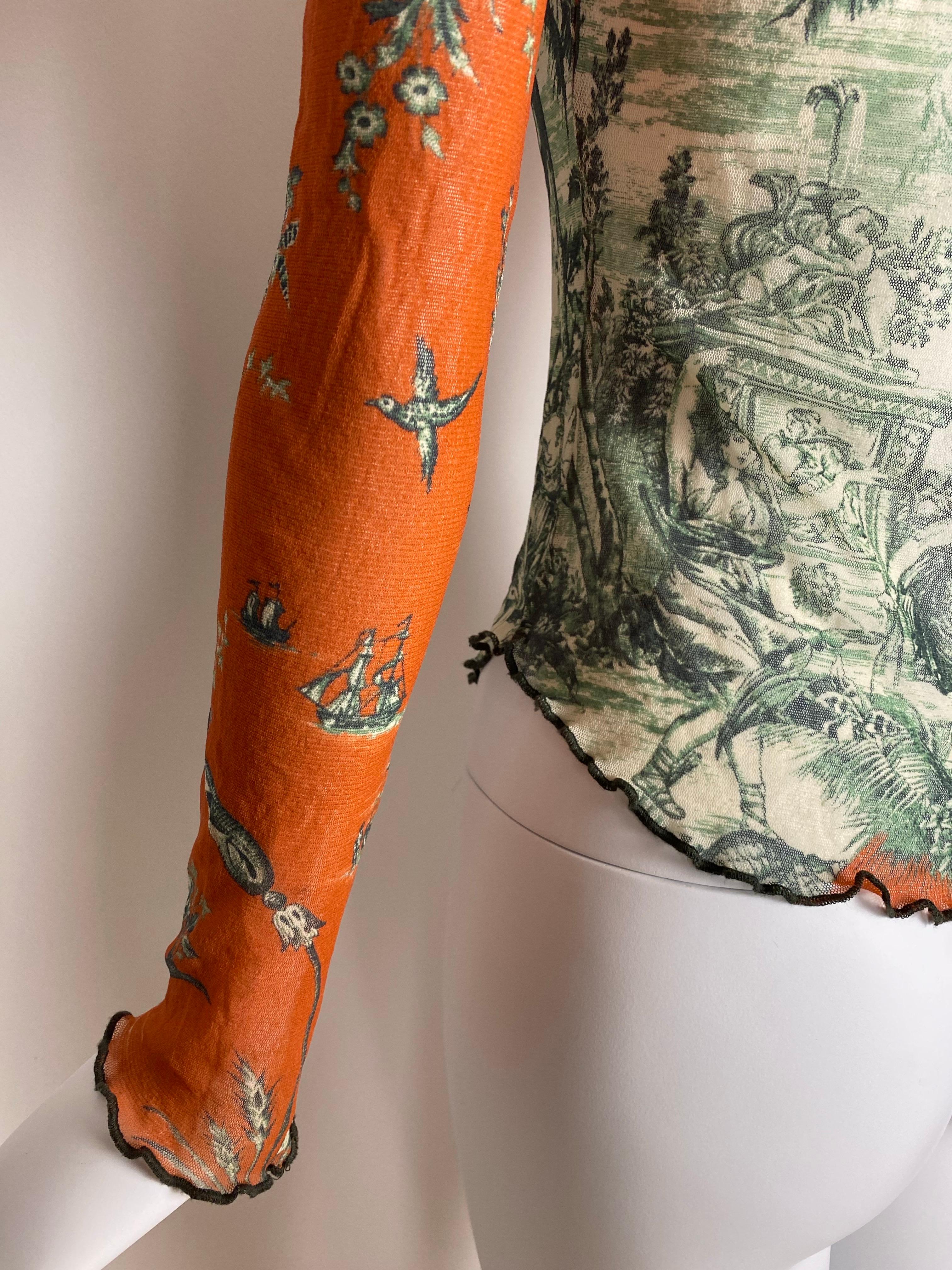 JEAN PAUL GAULITER Vintage Top en maille avec imprimé Toile de Jouy Début des années 2000 en vente 4